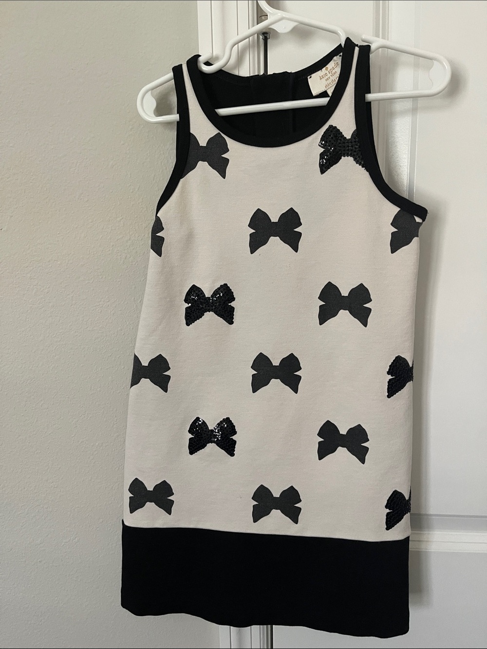 Kate Spade Black & White Sparkle Bow Pattern Sleeveless Dress Sz 6